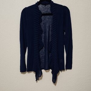Eileen Fisher Blue Cardigan with Draped Front